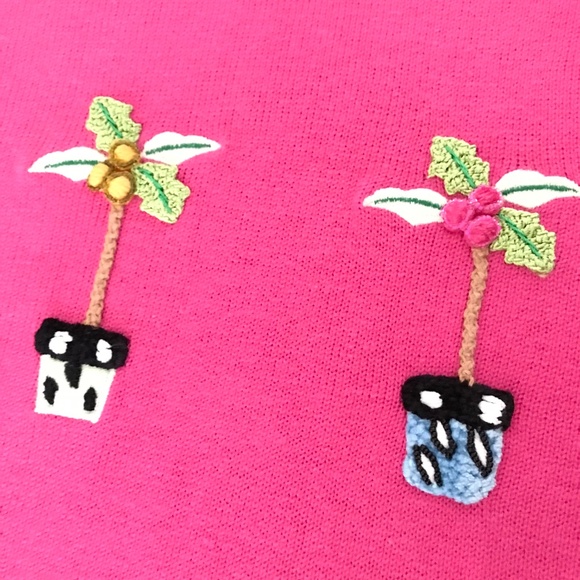 QUACKER FACTORY Zip Cardigan Sweater Whimsical Palm Tree Pink Women’s Size 1X 2X - Picture 7 of 16